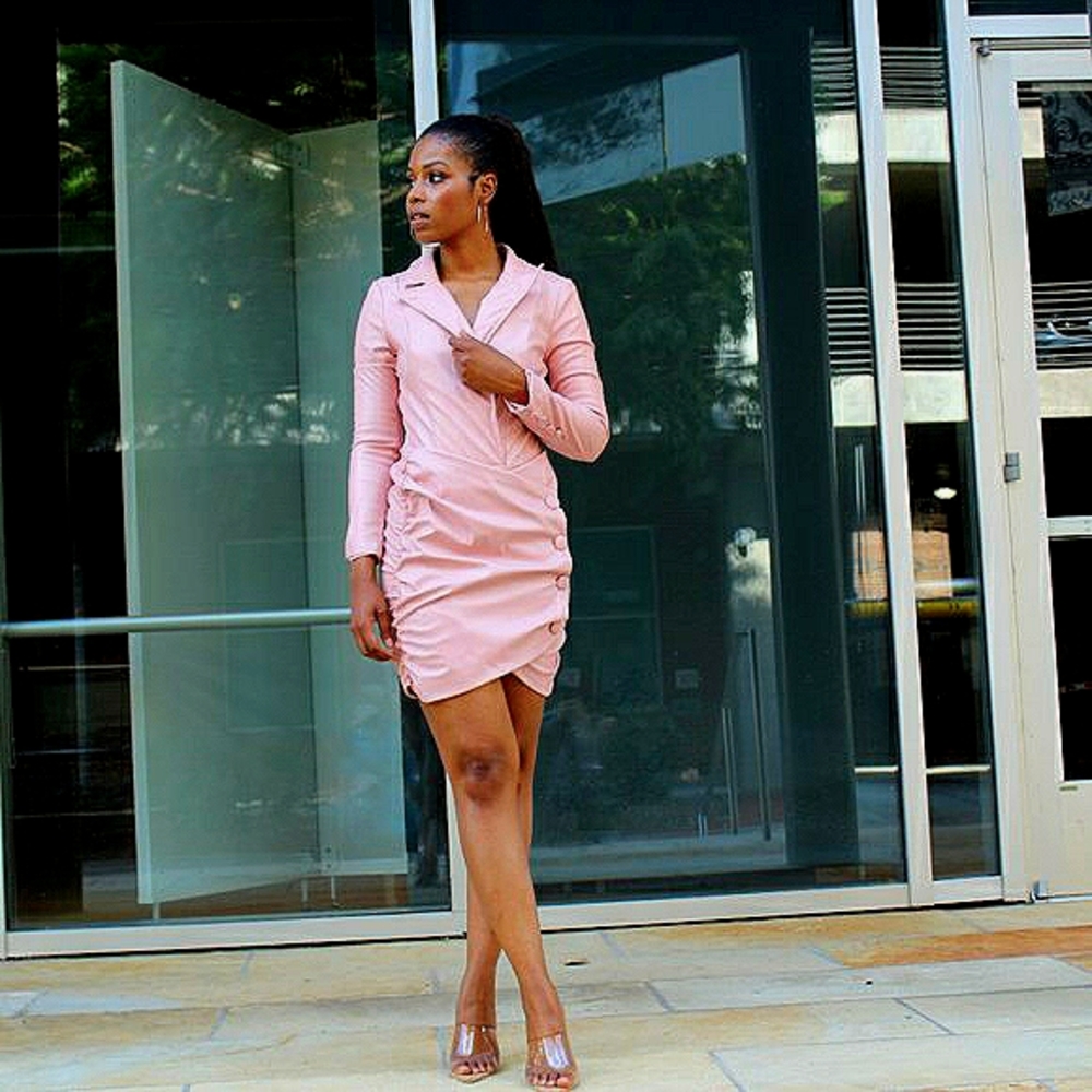 NWT Soft Pink Leather Dress Suit SIZE SMALL ONLY - Picture 2 of 9